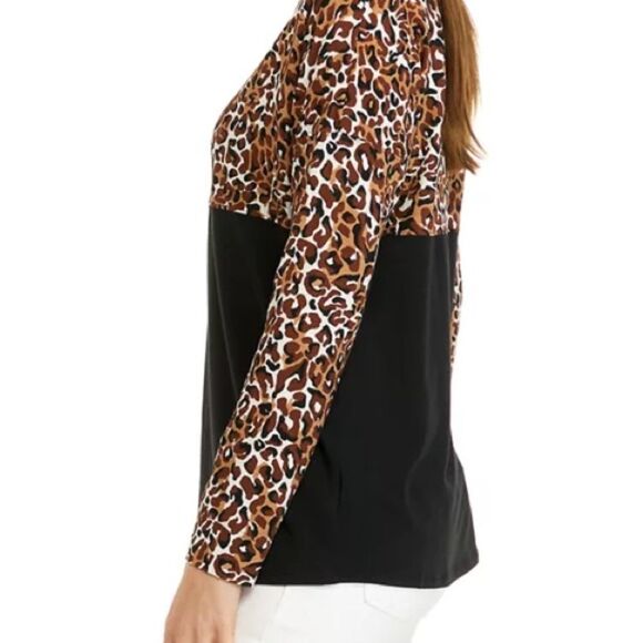 Lilly Pulitzer | Women’s Finn Top in Chocolate Animal Print Long Sleeve Tee | L - Picture 3 of 7